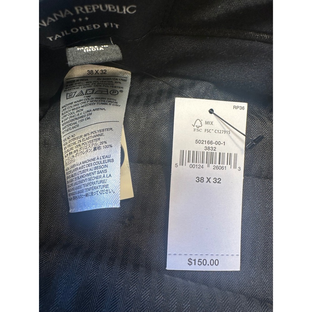 Banana Republic Mens Tailored Fit Dress Pants 38x32 Charcoal Grey Tapered Leg - Picture 3 of 7